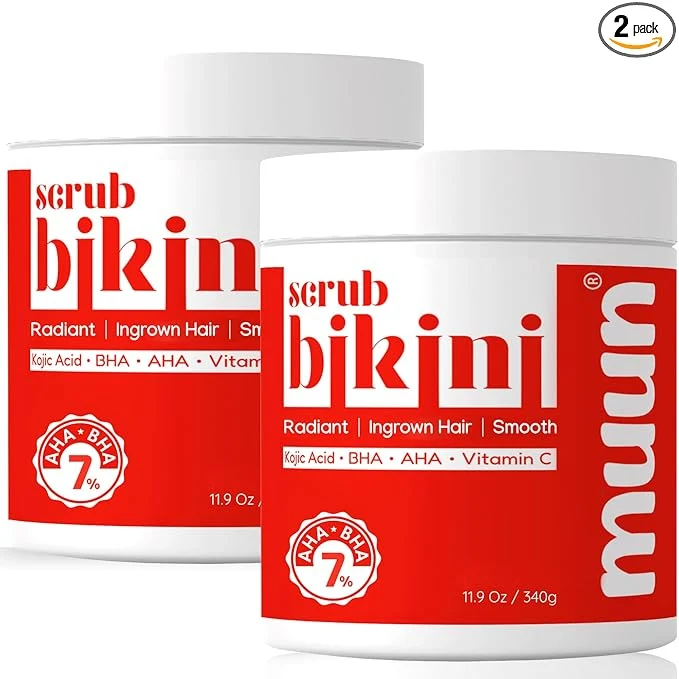 Superior Bikini Area Exfoliator Pack 2-2 Kojic Acid Vitamin C 7 AHA BHA Even Skin Powerful