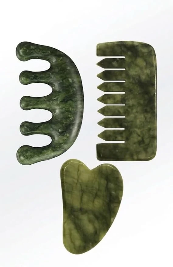 Traditional Meridian Massage Comb for Face Scalp Natural Stone Stimulates Blood Original
