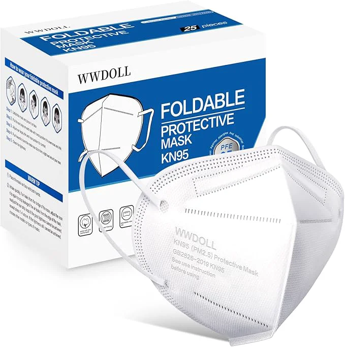 Premium WWDOLL KN95 Face Mask 25 Pack 5-Layers Breathable Disposable KN95 Masks Efficient
