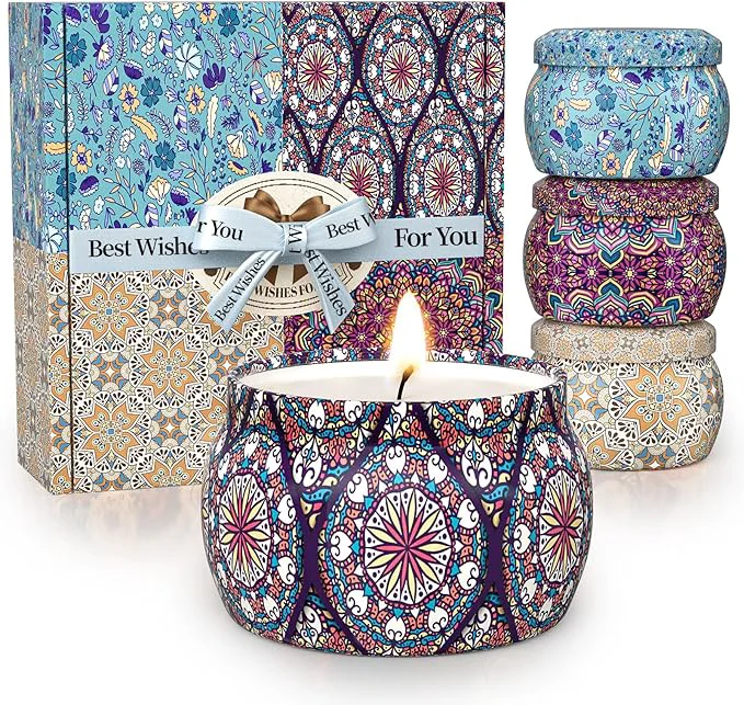 Consistent TranquilBliss Scented Candle Set 4 Pack Soy Wax Candles 120H Burn Time Solid