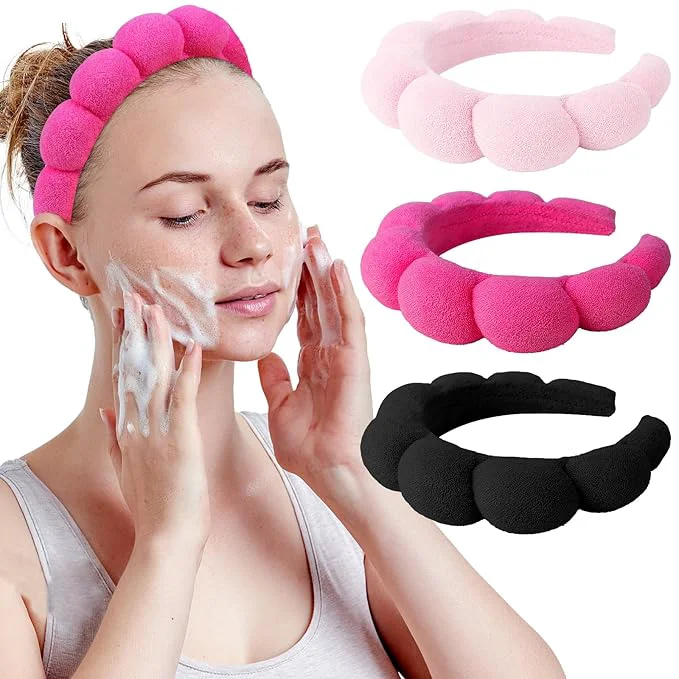 Specialty WHAVEL 3 Pack Spa Headband Skincare Headbands Makeup Headband Sponge Terry Natural