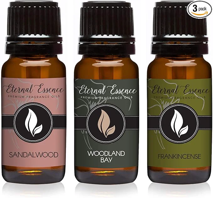 Genuine Trio – Sandalwood Woodland Bay Frankincense – Premium Fragrance Oil Trio – Green