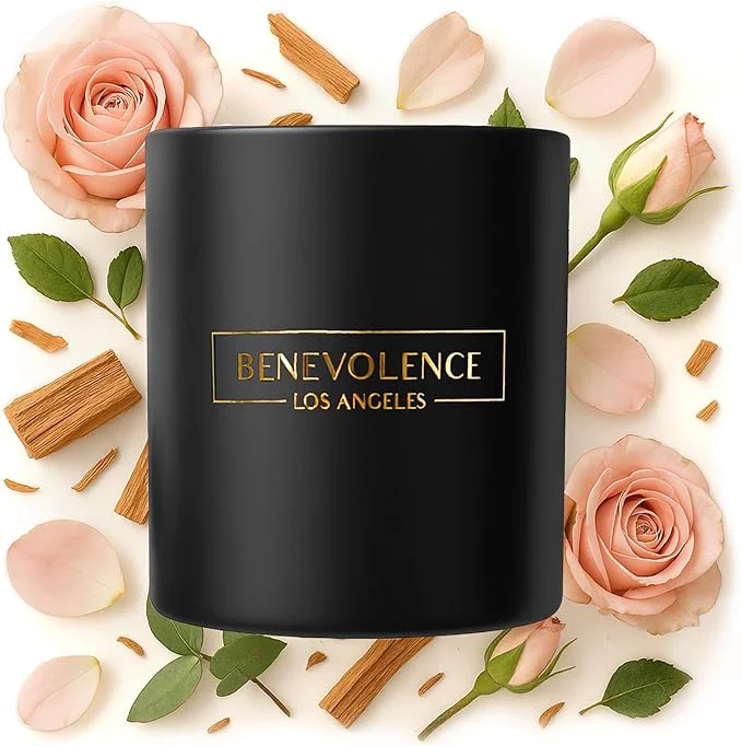 Crafted Benevolence LA Rose Sandalwood Scented Candle Soy Christmas Candles Superior