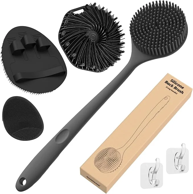 Flexible Manmihealth Silicone Back Scrubber Soft Bath Glove Set 4 PCS Minimalist
