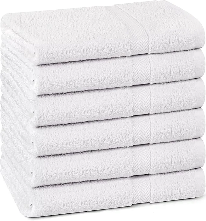 Smart Towel and Linen Mart Cotton White 6 Pack Medium Bath Towel Set Quick Dry High-Quality