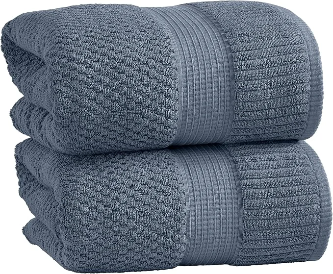 Stylish NY Loft Cotton 2 Pack Bath Sheet Towel Set Extra Large Oversize Bath Enhanced