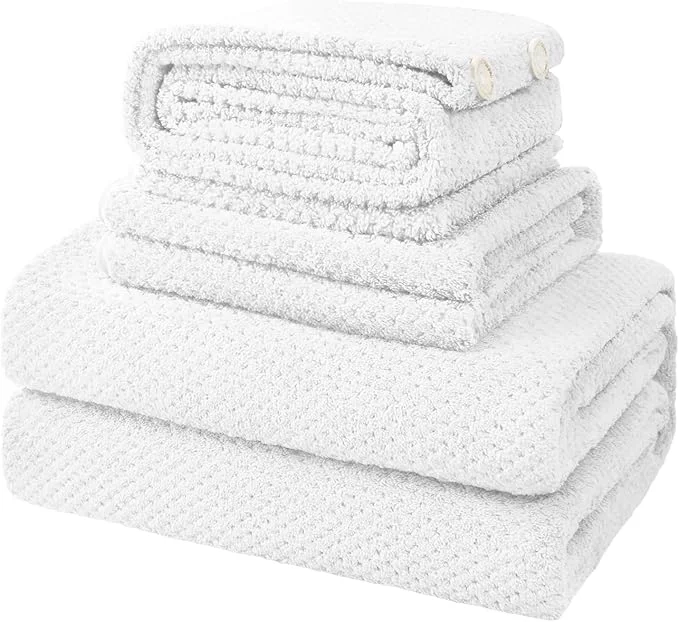 Authentic Soft Bath Towel Set of 4 Extra Large Microfiber Towels 35×70 in Bath Towel Detailed