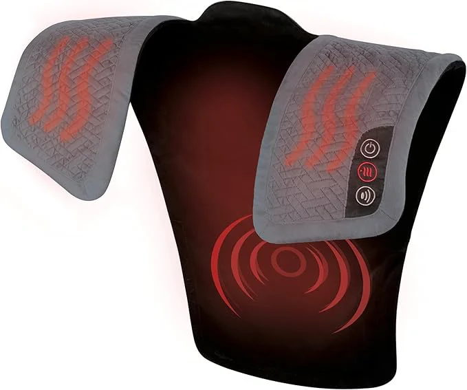 Fast Homedics Vibration Heated Shoulder Massager Wrap Comfort Pro Elite Soft Fabric Solid