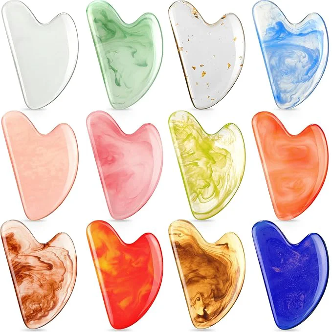 Exclusive Sherr 12 Pcs Gua Sha Facial Tools Resin Heart Shaped Massage Guasha Tool Premium