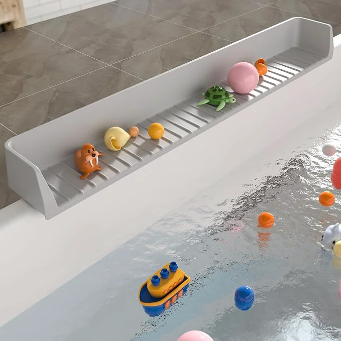 Fine Crafted Longer Bathtub Splash Guard for Tub Kids Bathtub Water Guards Play Shelf for Modern