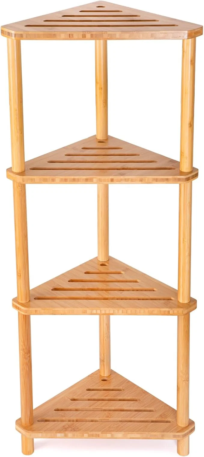 Traditional GUGIGP 4-Tier Corner Shower Caddy Stand Bamboo Standing Corner Shower Shelf Next-Generation