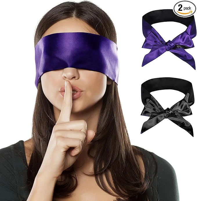 Easy-to-Use FRESHME 2pc Satin Blindfold Sleep Mask Premium