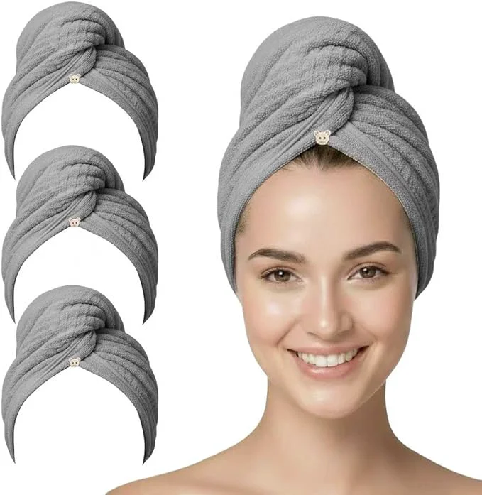 Effective 3 Pack Microfiber Hair Towel Wrap Next-Generation