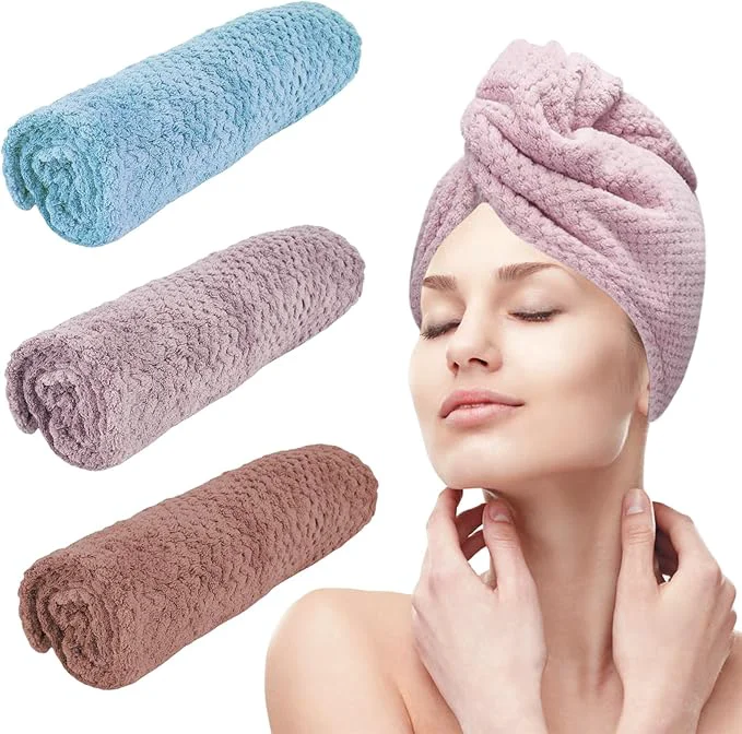 Premium Material 3 Pack Microfiber Hair Towel Wrap Professional