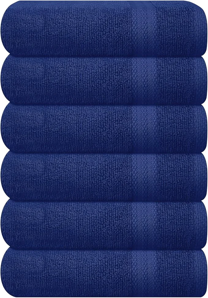 Authentic GLAMBURG Ultra Soft 6-Piece Hand Towel Set 16×28- Ringspun Cotton First-Class