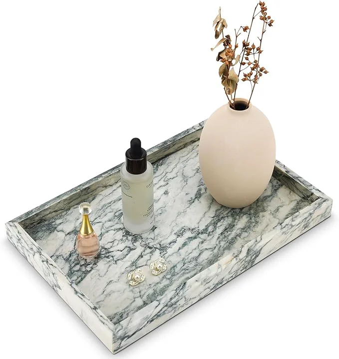 Fast Natural Marble Tray for Bathroom Kitchen and Desktop Rectangle Trusted