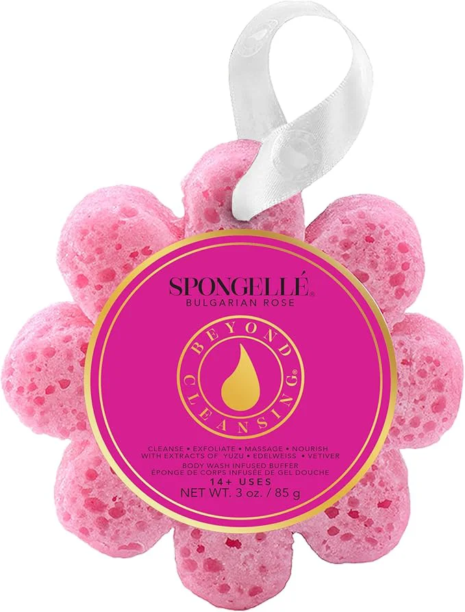 Relaxed Spongellé Bulgarian Rose Wild Flower Bath Sponge Built-In Body Wash Body High-Performance
