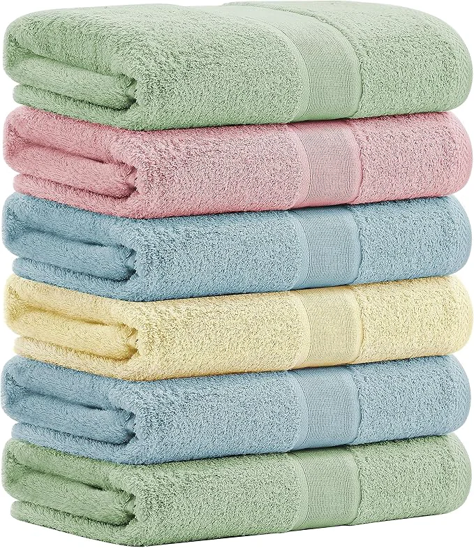 Expertly Made Aibaser Viscose from Bamboo and Cotton Bath Towels Set of 6-27×54 Inch Ultra Sophisticated
