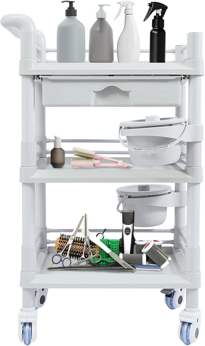 Effective Salon Storage Cart 3 Tier Rolling Beauty Organizer Solid