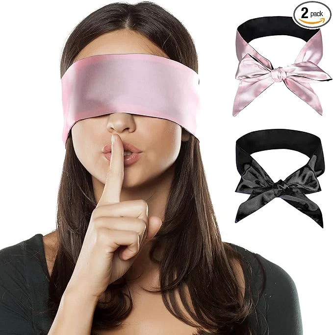 Premium Material FRESHME 2pcs Satin Blind Eye Sleeping Mask Contemporary
