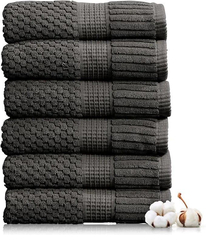 Natural NY Loft Cotton Hand Towel 6 Pack Super Soft Absorbent Quick-Dry Hand Smooth