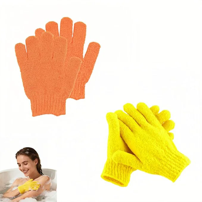 Reliable Exfoliating Shower Gloves 2 Pairs Reinforced Nylon Bath Scrubbing Mitts Powerful