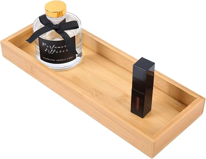 Classic Natural Bamboo Bathroom Tray Perfume Tray Vanity Tray Smooth and Thick Recyclable