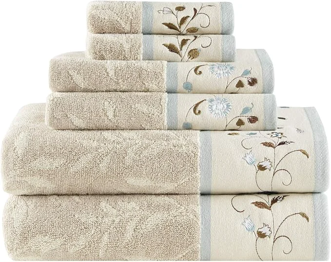 Modern Madison Park Serene Cotton Bath Towel Set Luxurious Floral Decorative Sophisticated