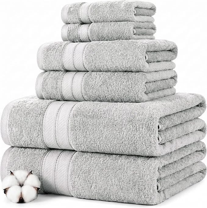User-Friendly Modern Threads – Spun Loft 6-Piece Combed Cotton Towel Set – Bath Towels Genuine