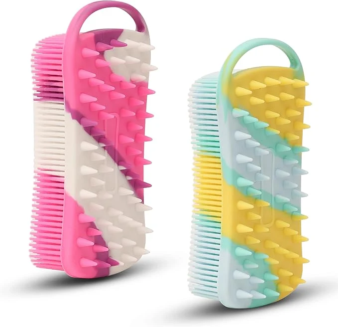 First-Class 2 PC Silicone Body Scrubber 2 in 1 Exfoliating Shower Bath Scrubber Soft Genuine