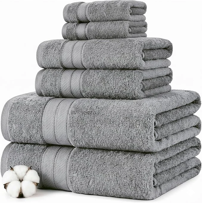 Modern Threads – Spun Loft 6-Piece Combed Cotton Towel Set – Bath Towels Smooth