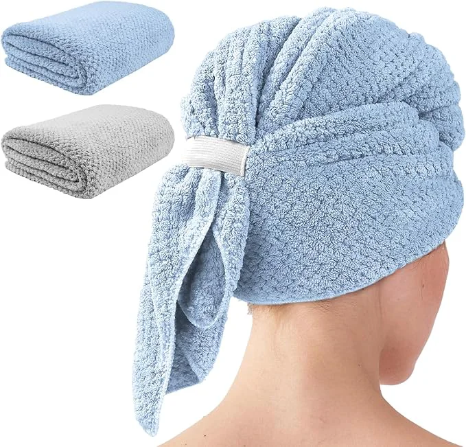 World-Class my novel things 2 Pack Extra Large Microfiber Hair Towel Wrap Traditional