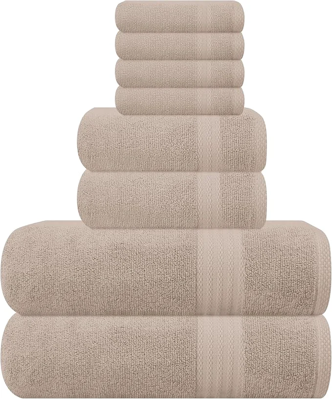 GLAMBURG Ultra Soft 8-Piece Towel Set Easy-to-Use
