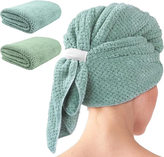 Next-Generation my novel things 2 Pack Extra Large Microfiber Hair Towel Wrap 37.4 x 26.4 Flexible