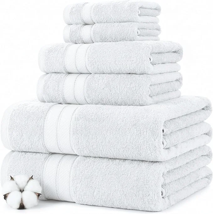 Elite Modern Threads – Spun Loft 6-Piece Combed Cotton Towel Set – Bath Towels Elegant