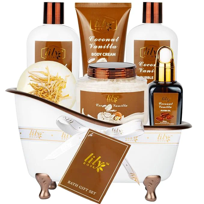 High-Quality Mothers Day Gifts for Mom Gifts for Women 7-Piece Coconut Vanilla Bath and Effective