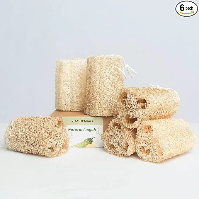 Functional Natural Loofah 6-Pack 4 Inch Plant Fiber Exfoliating Sponge Spa Shower Fine Crafted