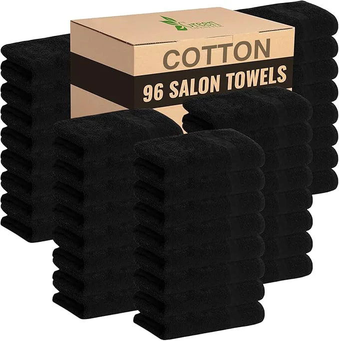 Fine GREEN LIFESTYLE Black Bleach Proof Towels Bulk Sets Cotton 16′ X 25′ Environmentally Friendly