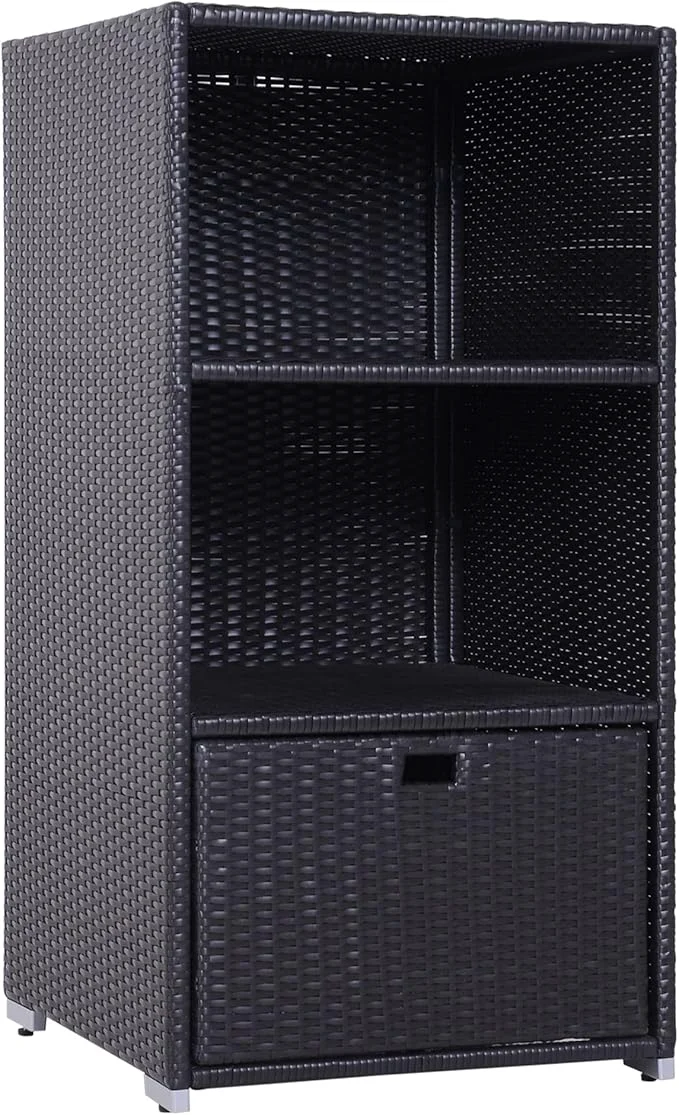 Recyclable Outsunny Valet Pool Towel Rack Waterproof PE Plastic Rattan Wicker Storage Artisan