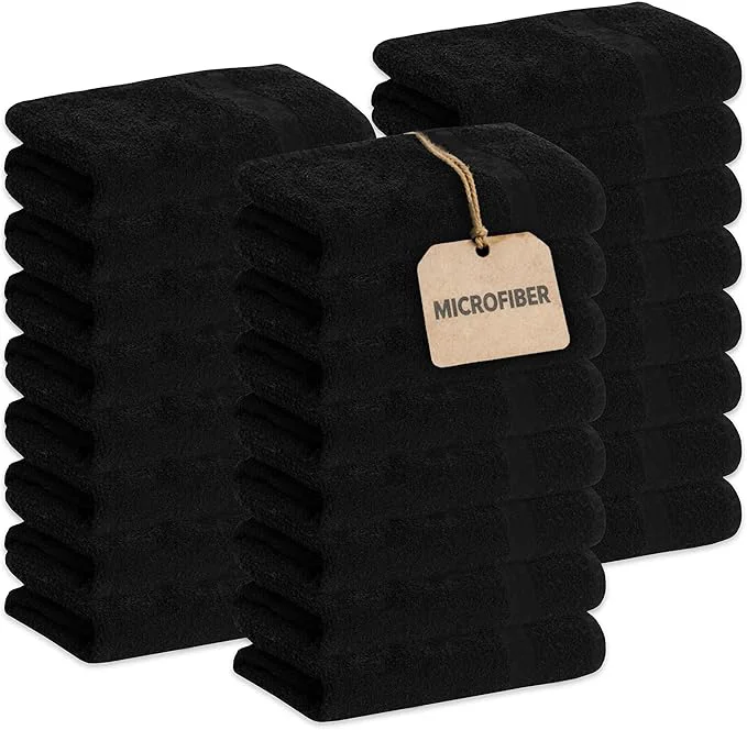 Professional GREEN LIFESTYLE Black Microfiber Bleach Safe Towel Bulk Sets Premium Spa Powerful