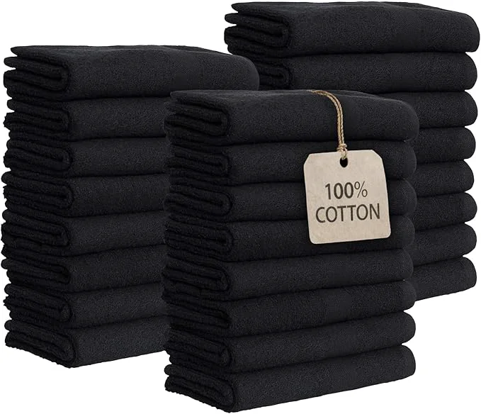 Expertly Made GREEN LIFESTYLE Black Bleach Proof Towels Bulk Sets Cotton 16′ X 25′ Green