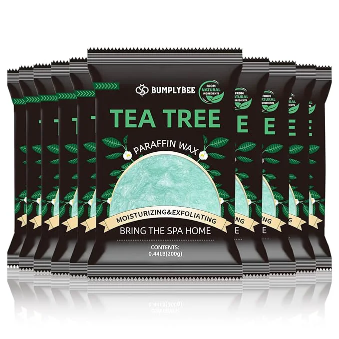 Minimalist BUMPLYBEE Paraffin Wax for Hand and Feet 10 Pack Tea Tree Paraffin Wax Refills Solid