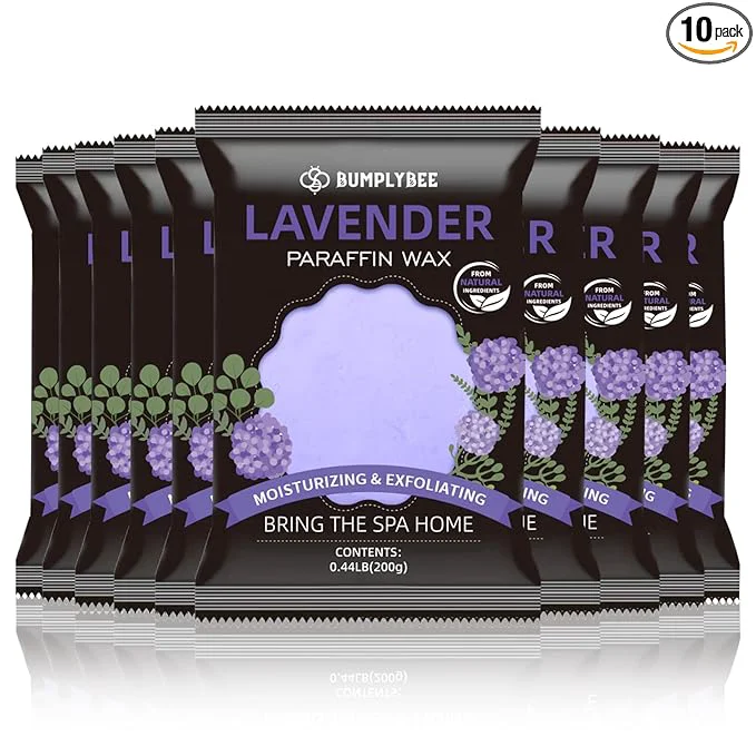 Top-Quality BUMPLYBEE Paraffin Wax for Hand and Feet 10 Pack Lavender Paraffin Wax Refills Lightweight