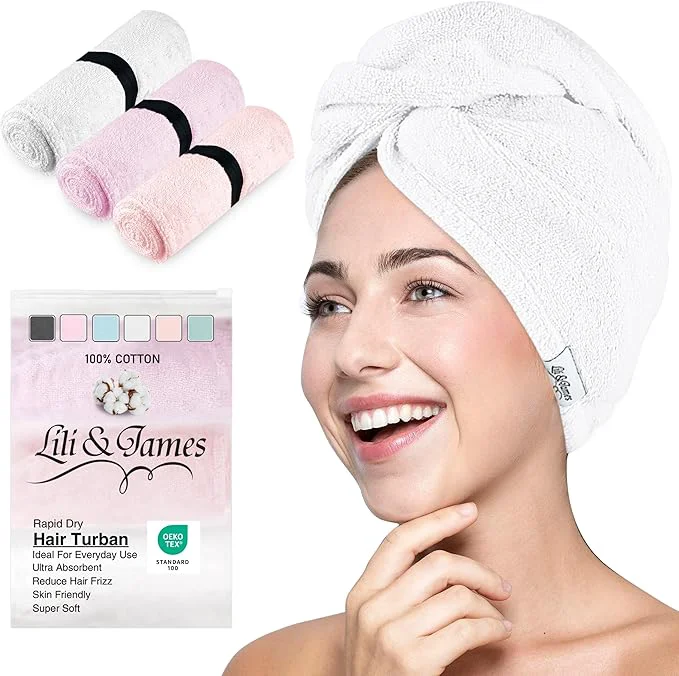Verified Cotton Hair Towel Wrap for Women Kids Quick Dry Soft Absorbent 420 GSM Elite