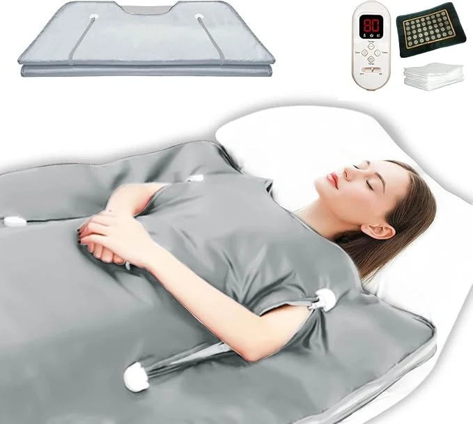 Sustainable Natural Jade and Tourmaline Heat Sauna Blanket Infrared Zipper Oxford Cloth High-Performance