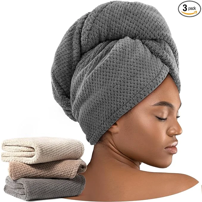 Professional Umisleep 3 Pack Microfiber Hair Towel Wrap Efficient