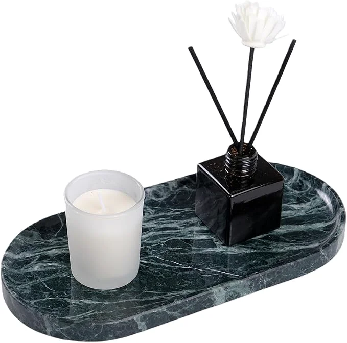 Durable Emerald Green Marble Tray Bathroom Jewelry Organizer Spa-Quality Perfume Fashionable