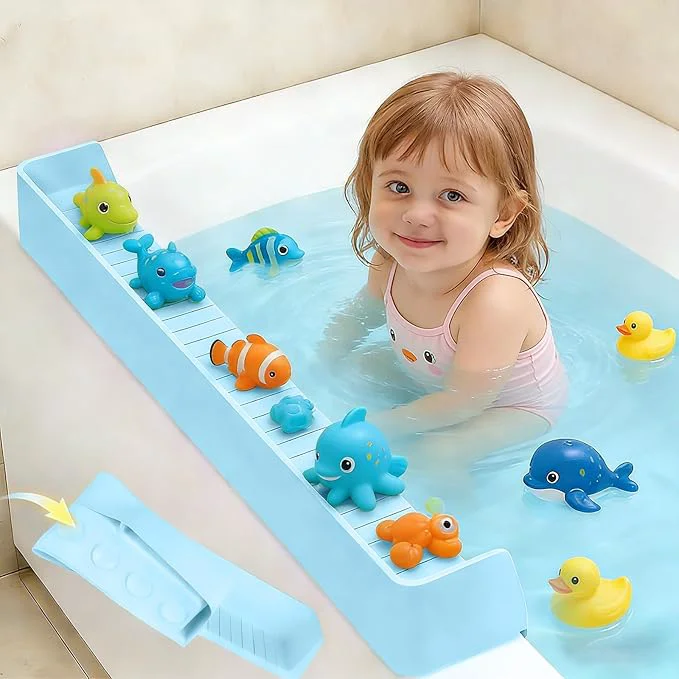 Reusable Bathtub Splash Guard for tub Kids Bath Shelf for Kids – Toddler Bath Tray Unique