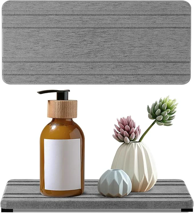 Modern 2PCS Water Absorbing Stone Tray Quick Drying Diatomite Stone Sink Tray Lightweight