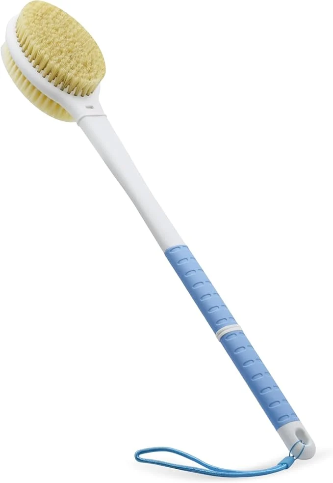 Consistent Shower Brush with Soft and Stiff Bristles 18.5 Long Handle Dual-Sided Back Verified